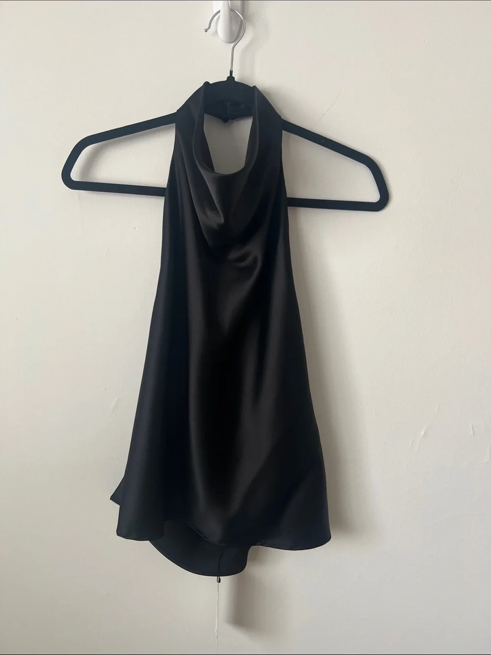 NWT Zara Black Satin Cowl Halter Camisole - Picture 2 of 5